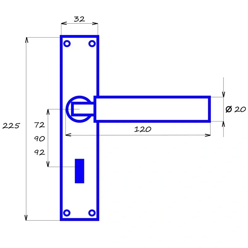 STEN štítové kování na dveře rozteč 72 mm FAB WEIMAR-antik černá